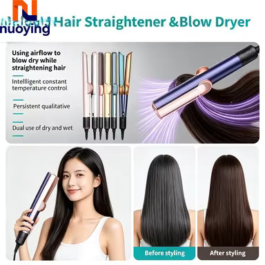 NUOYING 2-in-1 Haartrockner & Glätteisen mit Negativ-Ionen, Blau - Bild 5