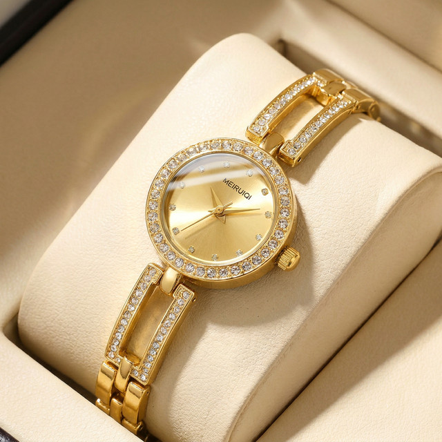 MEIRUIQI Armbanduhr Quarz, Gold, Legierung, Kristall, Damen - Bild 1
