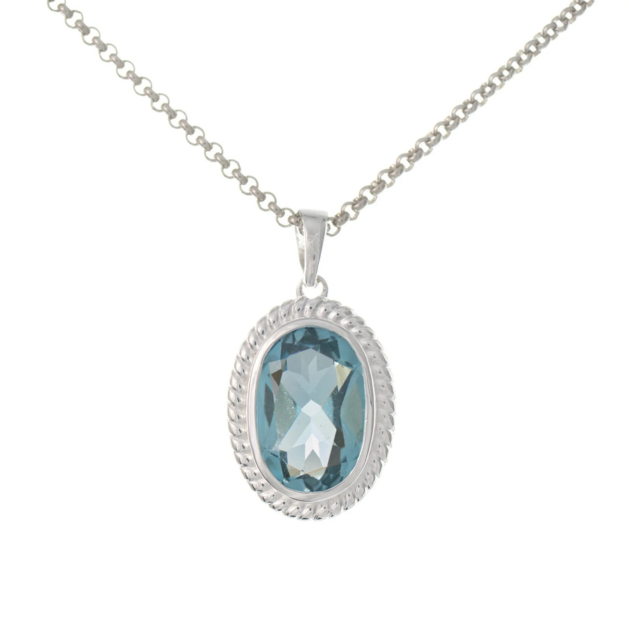 Anhänger mit Kette 925 Silber, Zirkonia hellblau, Damen - Bild 1
