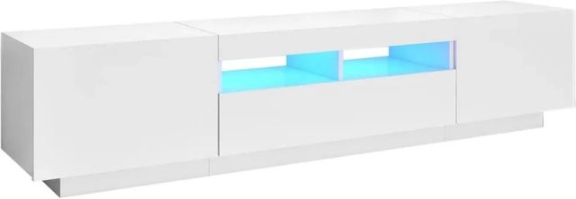vidaXL TV-Schrank mit LED-Beleuchtung in Weiß, B/T/H: 180 x 35 x 40 cm - Bild 1