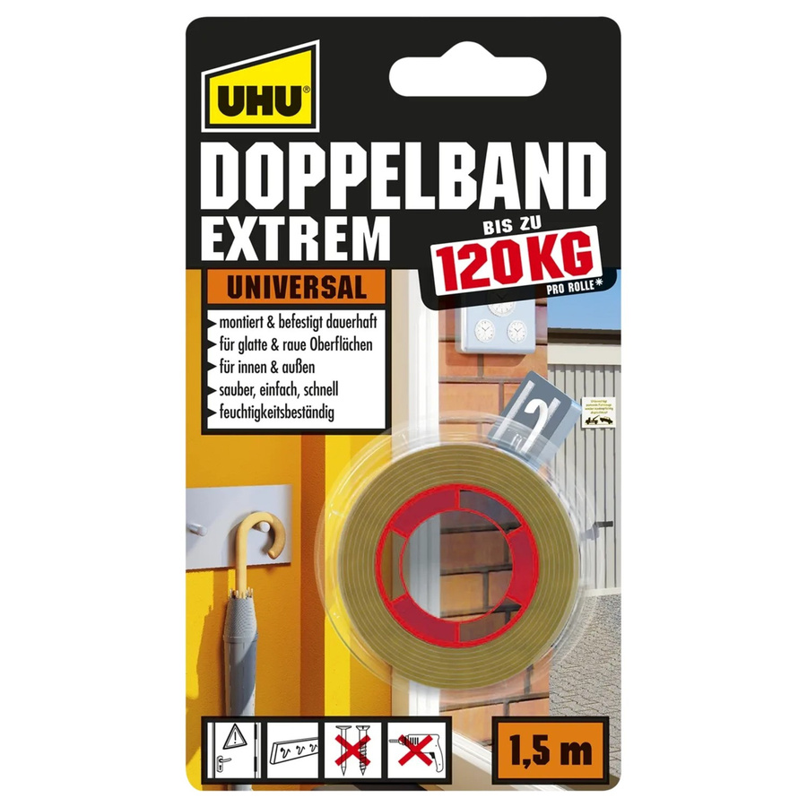 UHU Doppelband extrem transparent, Länge: 1,5 m, Breite: 19 mm - Bild 2
