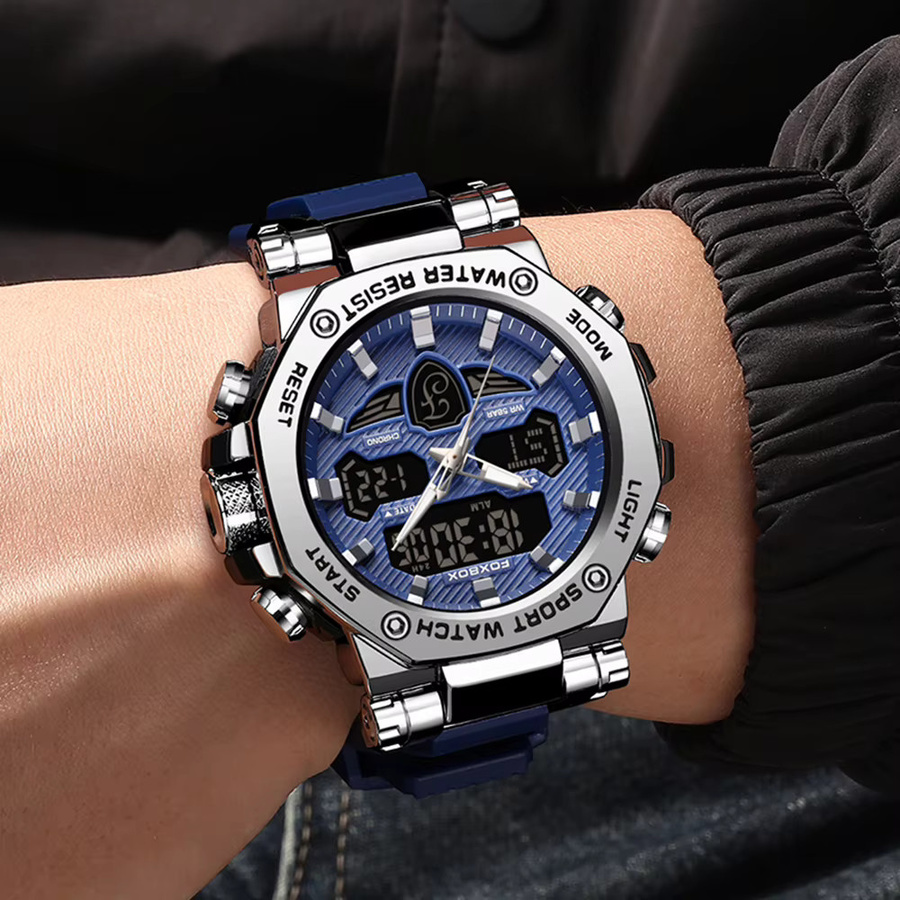 Lige Armbanduhr, Digitaluhr, Quarz, Blau, Silikon, Herren - Bild 4