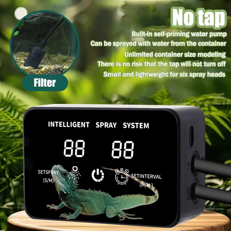 Intelligentes Reptilien Spray Bewässerungssystem mit Timer für Terrarien und Pflanzen in Schwarz - Bild 2