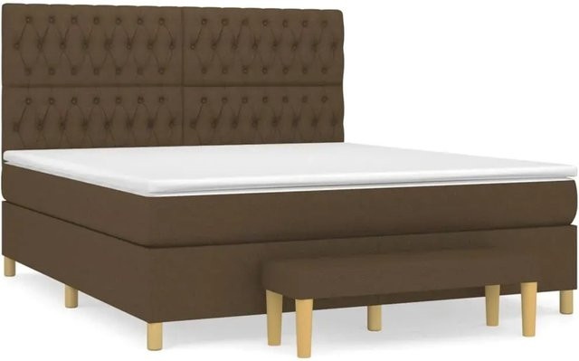 vidaXL Boxspringbett mit Matratze Hybrid-Design in Dunkelbraun, B/T: 180 x 200 cm - Bild 1
