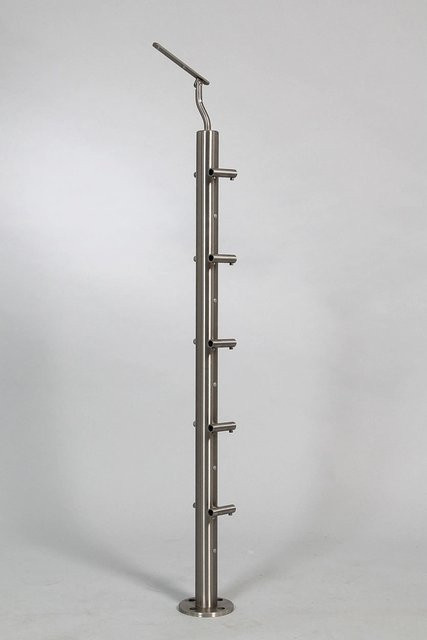 Dieda Geländerstütze aus V2A Edelstahl in Silber mit 5x Rundstab für die Montage von oben, Höhe: 85 cm - Bild 1