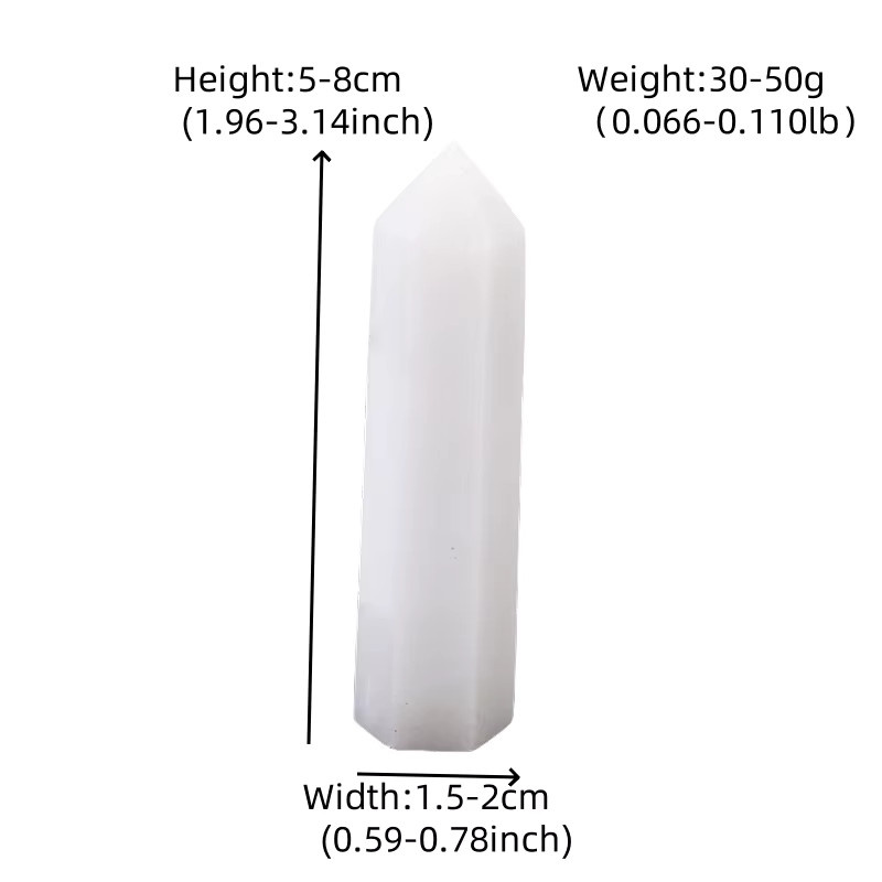 RYCRYSTAL Weißer Marmor Obelisk aus natürlichem Kristall in sechseckiger Form für Meditation und Energiearbeit - Bild 2