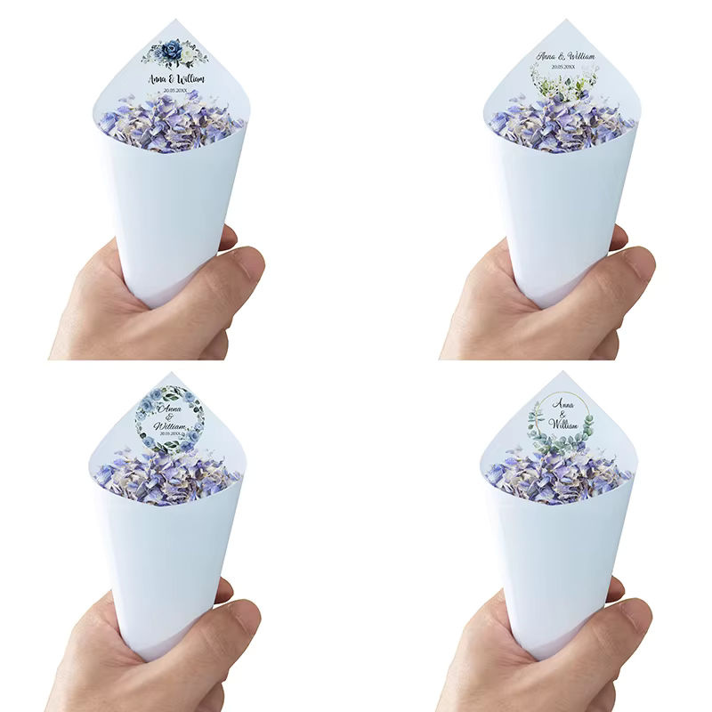 30 Stück WDINPATY Konfetti-Wurfkegel aus Papier mit floralem Design, personalisierte Kegel für Hochzeit, Babyparty und Geburtstag, mehrfarbig - Bild 2