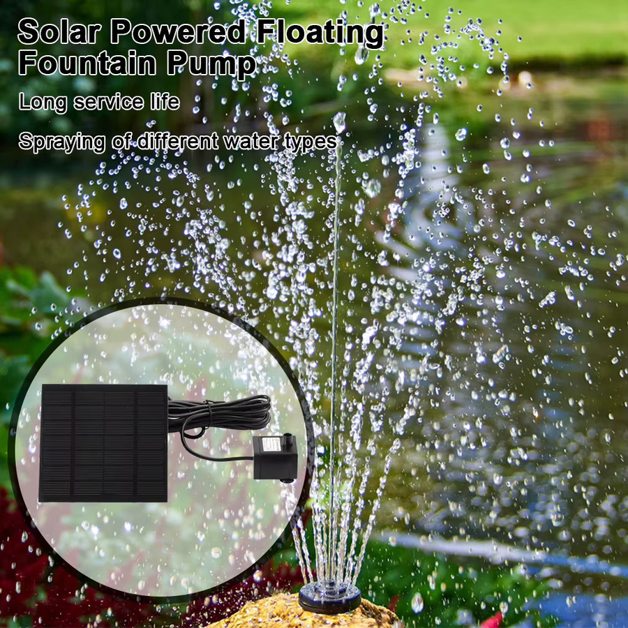 Alloet Solar-Springbrunnenpumpe mit 6 Düsen, 1,2W, 200L/h, Schwarz - Bild 4