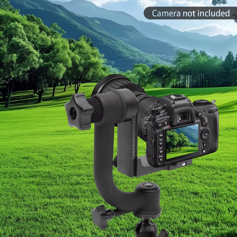 360 Grad Panorama-Gimbal-Stativkopf in Schwarz mit 20 kg Tragfähigkeit für DSLR-Teleobjektive und Wildtier- sowie Sportfotografie - Bild 2