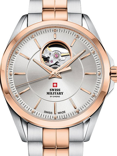 Swiss Military Automatik Herrenuhr, Edelstahl, 40 mm, Silber, 10 ATM - Bild 1