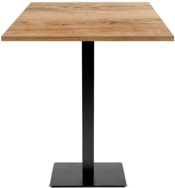 RestooTab Stehtisch Milan quadratisch in Eiche Antik mit schwarzem Gestell, B/T/H: 70 x 70 x 113 cm - Bild 1