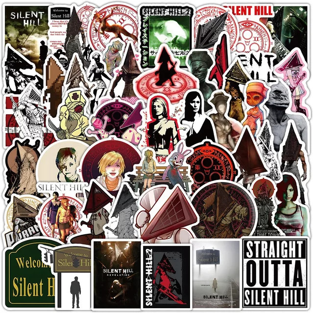 50 Stück Silent Hill Horror Film Aufkleber von GOGOTU, wasserfeste Cartoon Sticker in Multicolour zur Dekoration von Laptop, Kühlschrank und Gitarre - Bild 1