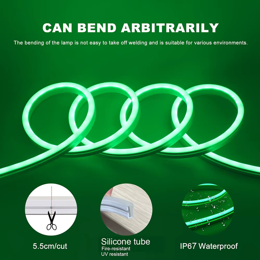 KISUFU RGB LED Neon-Flex Lichtstreifen mit Fernbedienung, USB-Anschluss, Multicolor, Wasserdicht und Selbstklebend - Bild 4