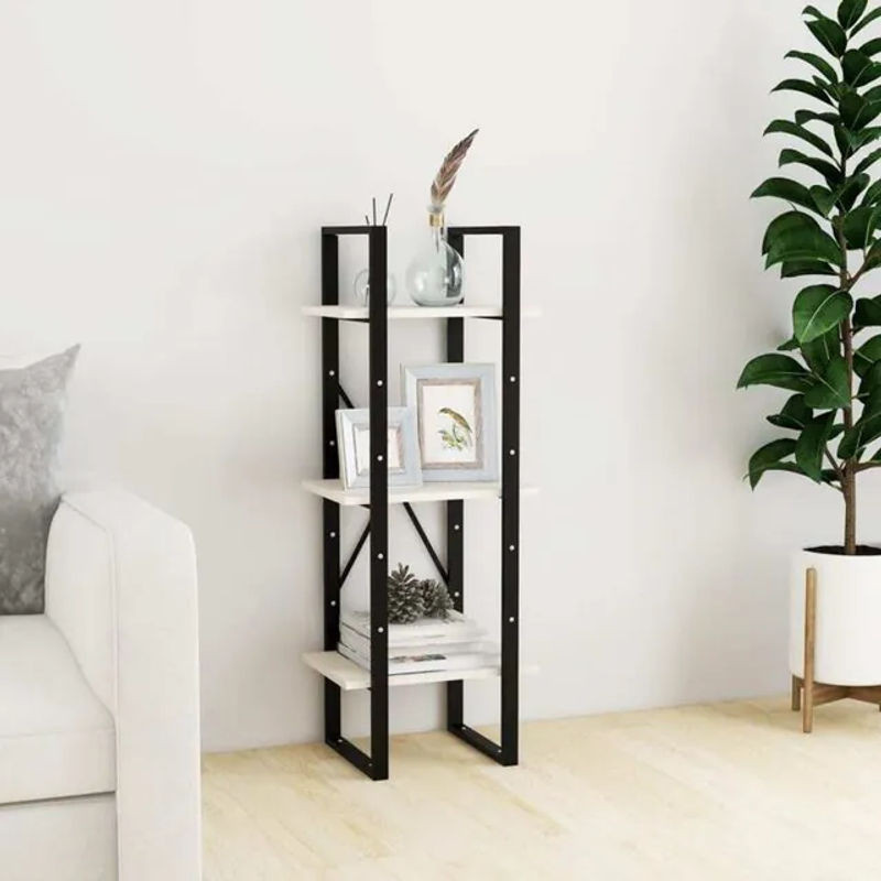 Vidaxl Bücherregal aus Kiefer und Metall in Weiß im Industrial Design, B/T/H: 40 x 30 x 105 cm - Bild 1