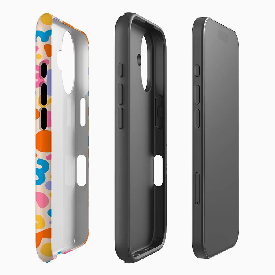 Handyhülle mit buntem geometrischem Design für Apple iPhone 11 bis iPhone 17 Pro Max Plus, doppelschichtige Rückseite, mehrfarbig - Bild 1
