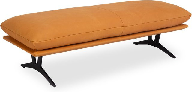 Hocker KOINOR FRANCIS aus Leder mit Metallgestell in modernem Design, B/T/H: 60,0 x 43,0 x 43,0 cm - Bild 1