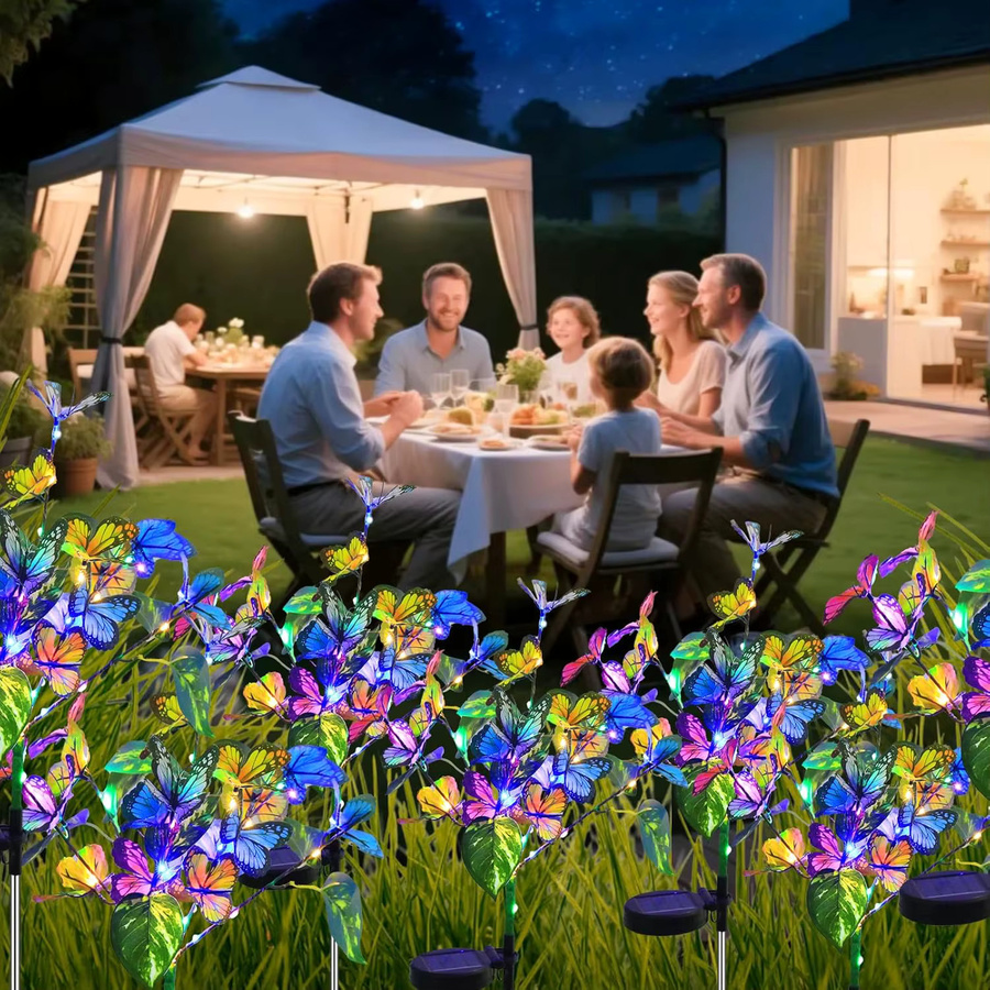 DBF Solar-Schmetterlingsblumen-Bodenlampe in Mehrfarbig mit RGB-Beleuchtung für Garten und Hof - Bild 4