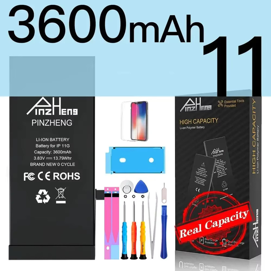 PINZHENG Akku in Schwarz für iPhone X XR XS 11 12 13 Mini Max Pro Pro Max mit hoher Kapazität als Ersatzakku - Bild 6
