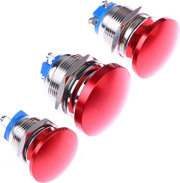 JINHF Metall Pilzkopf Druckschalter Momentary IP65 Wasserdicht SPST 1NO 3A 250V Rot - Bild 1