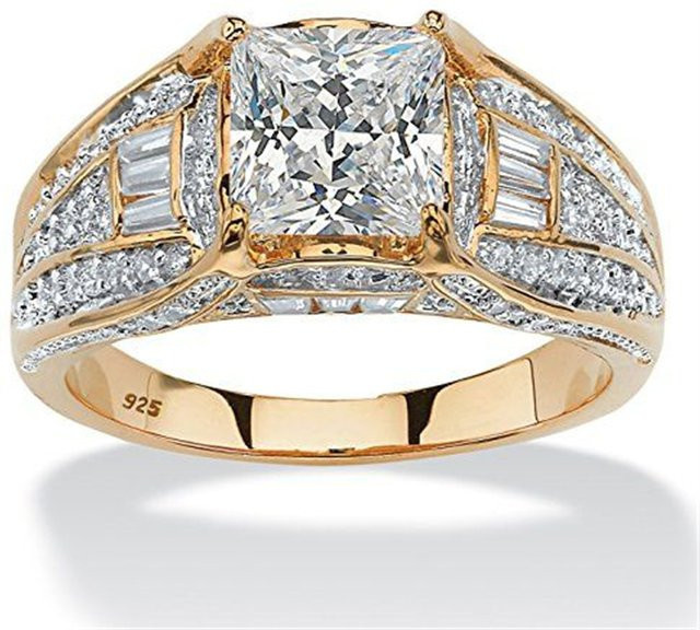 YoYo Verlobungsring, Messing, Gold, Zirkonia, Damen - Bild 1