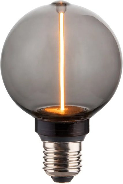 LUXULA LED Filament Leuchtmittel LINE Smoke Globe E27 Dimmbar Warmweiß Rauchglas in Schwarz und Grau - Bild 1