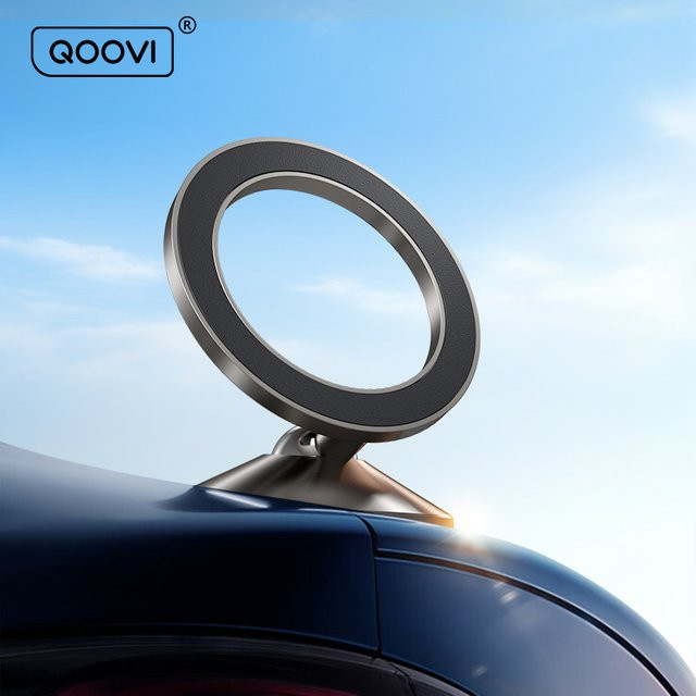 QOOVI Mini Magnetische Auto Handyhalterung für Dashboard und GPS, kompatibel mit MagSafe für iPhone 16 15, Xiaomi und Samsung, in Schwarz oder Silber - Bild 1