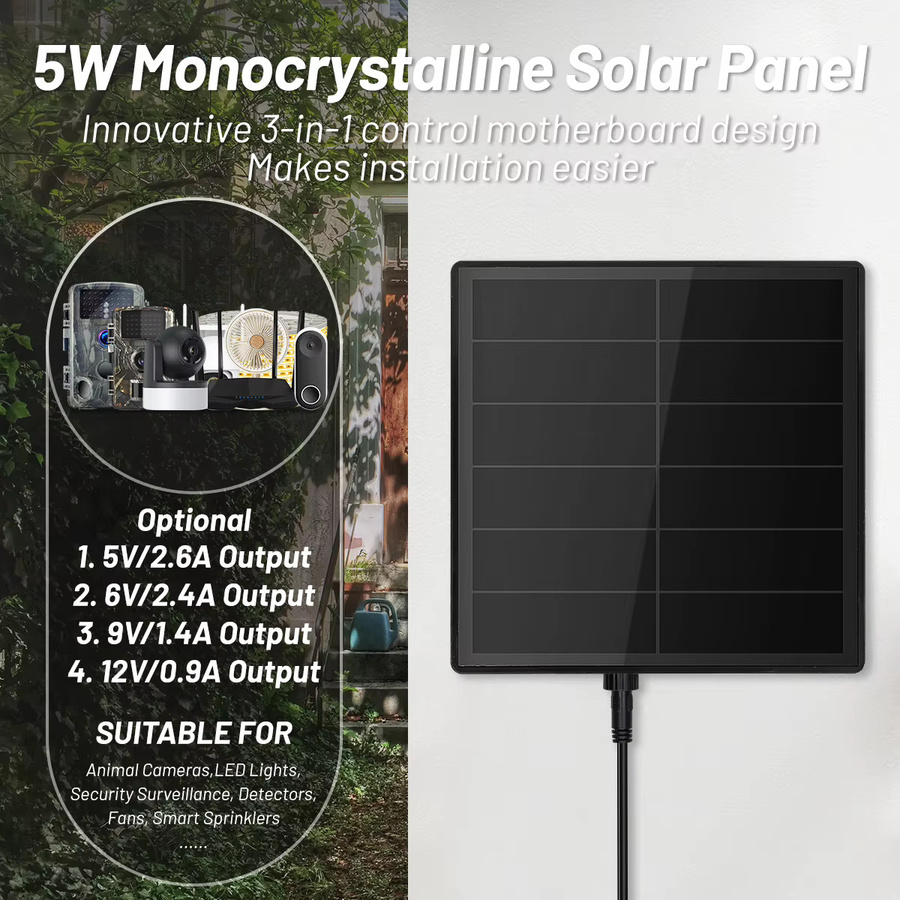Wildgameplus Solarpanel-Kit für Jagdkameras, 5 W, IP66 wasserdicht, 15600 mAh Akku, 5 V Ausgang mit USB Typ C, Schwarz - Bild 3