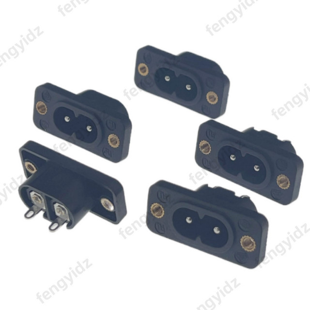 fengyidz 5er Set IE320 C8 Netzstecker Einlassbuchse Schwarz mit 2-poligem Anschluss und Schweißstift - Bild 1