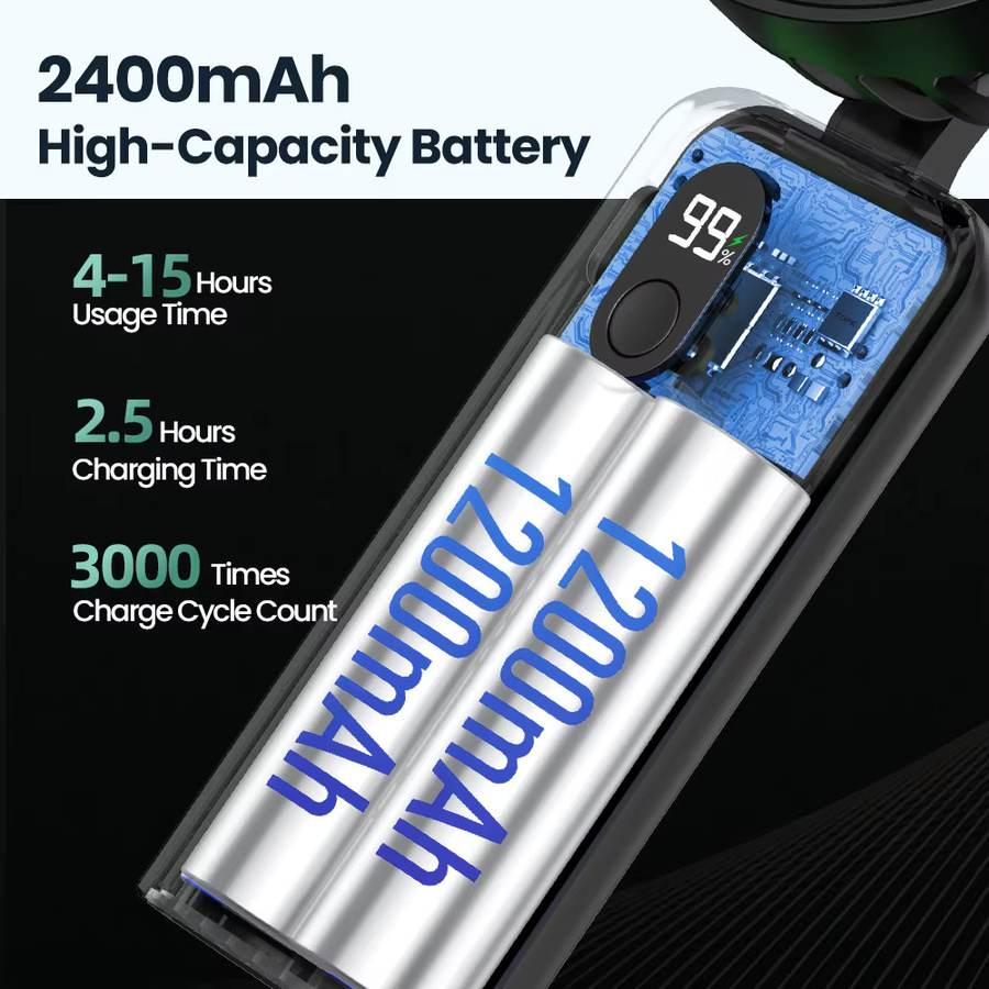 TOPK Mini-Ventilator mit 5000 mAh Akku, tragbarer elektrischer USB-Schreibtischventilator und wiederaufladbarer Handventilator in Schwarz - Bild 3