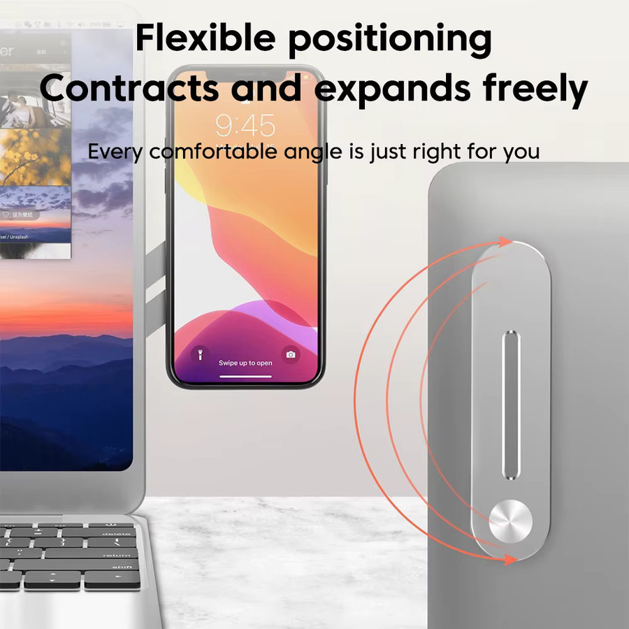 Elough Magnetische Handyhalterung für Notebook, Tragbare und Drehbare Smartphone-Halterung für den Computerbildschirm in Schwarz oder Silber - Bild 2