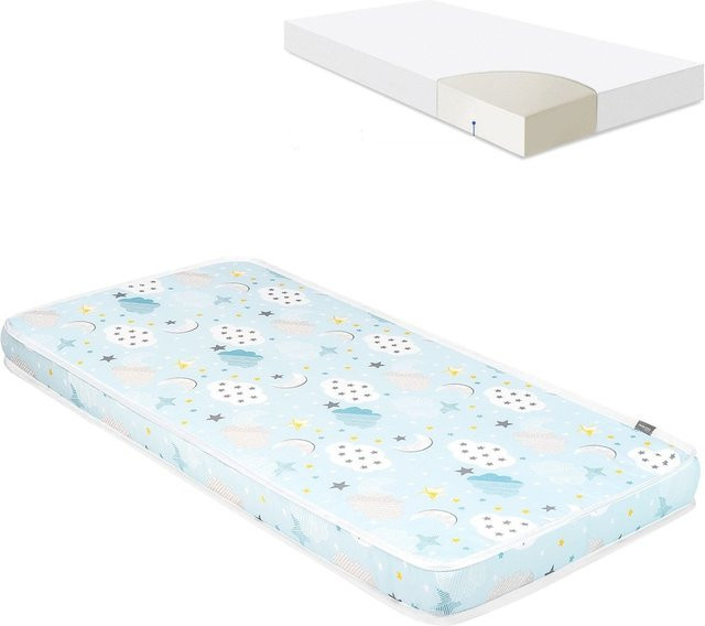 Kikkaboo Babybett Matratze Fantasia Cloud mit Baumwollbezug in Blau, B/T: 120 x 60 cm, Höhe: 9 cm - Bild 1