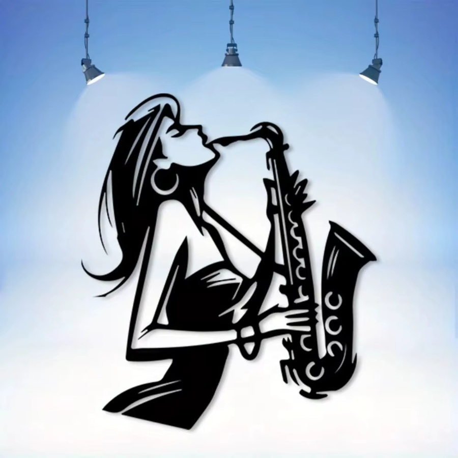 CIFBUY Vintage Jazz-Saxophon Wandkunst aus Metall in Schwarz - Bild 2