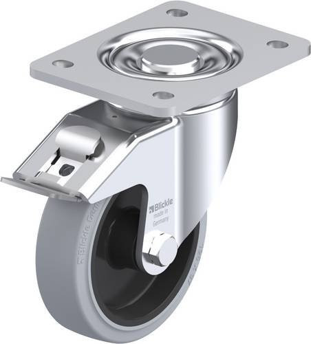 Blickle Lenkrolle LH-POEV 125XR-3-FI-SG mit Feststeller, Rad-Durchmesser: 125 mm, Tragfähigkeit: 250 kg, Farbe: Schwarz/Grau/Silber - Bild 1