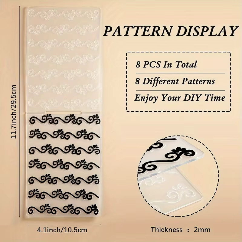 8 Stück Prägeordner Set mit Blumen-Motiven für Scrapbooking und DIY-Kartenherstellung in Schwarz aus Kunststoff - Bild 3
