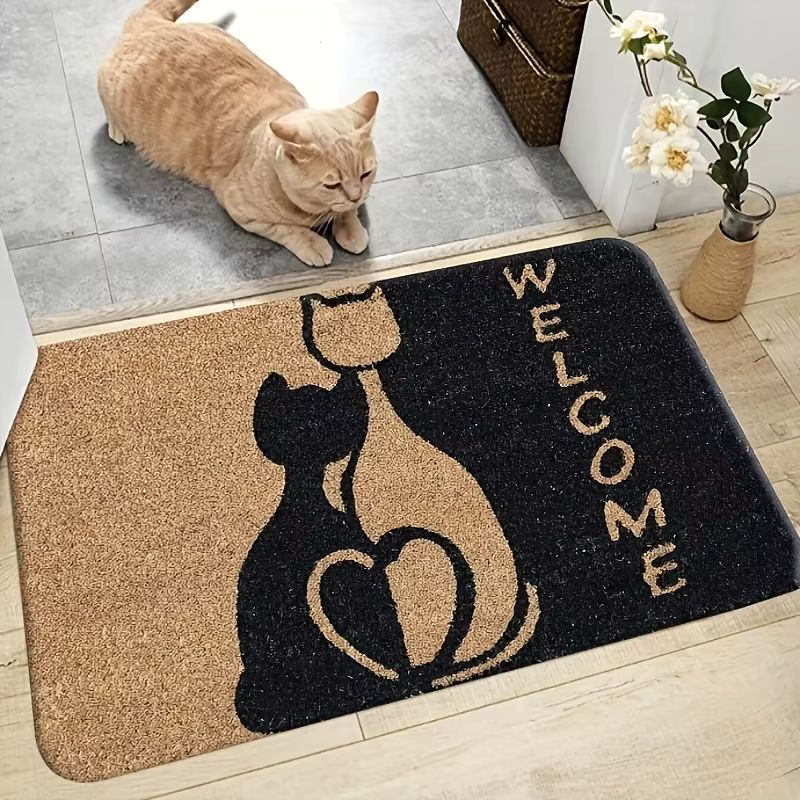 VIKAMA Willkommensteppich mit Katzenmuster für Eingangsbereich, Wohnzimmer und Küche - Bild 3