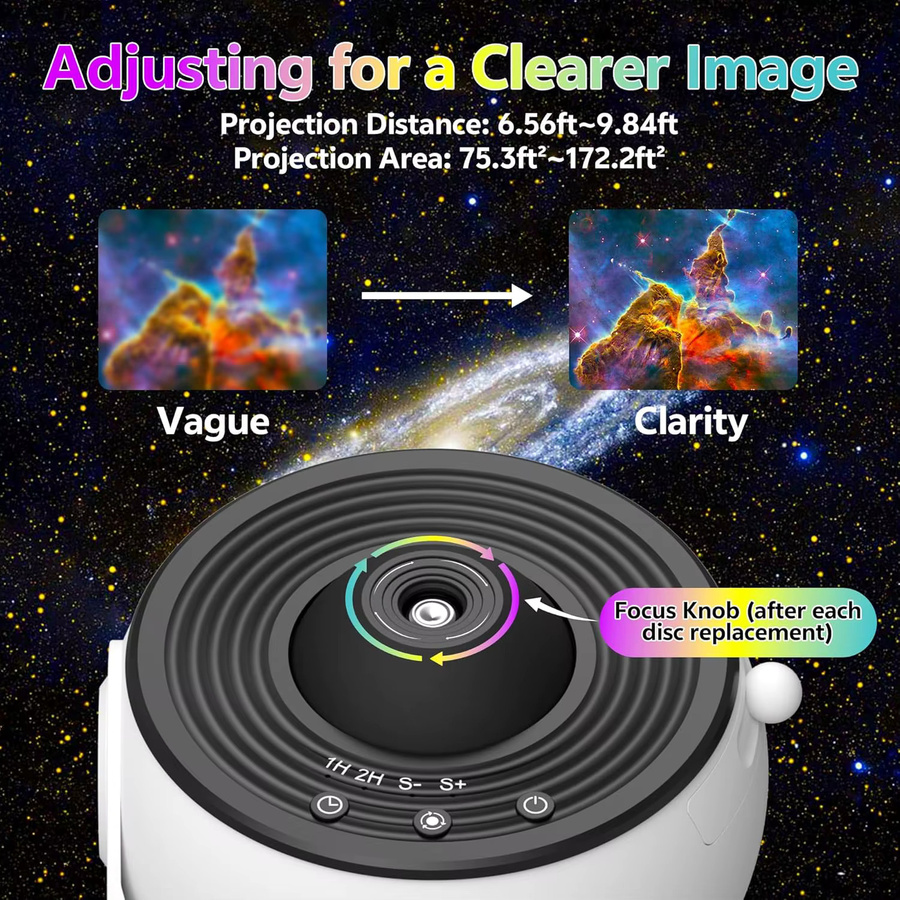 GHUSTAR HD Galaxy-Projektor mit 12 Filmscheiben, Sternenprojektor mit Timer und 360 Grad Drehung, Farbe: Weiß - Bild 4