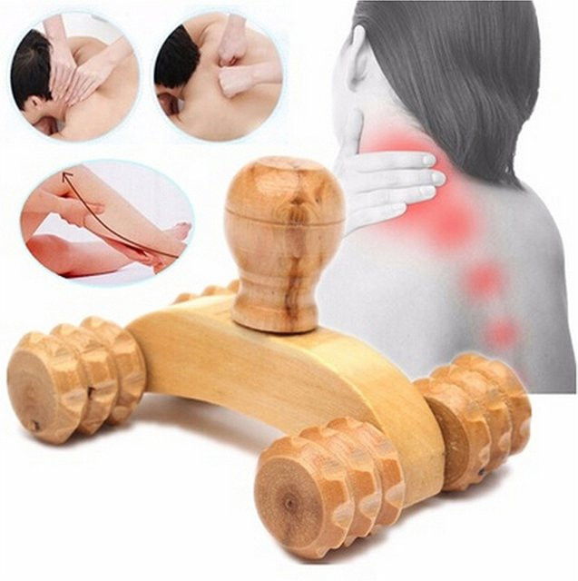 Massivholz Ganzkörper Massage-Roller mit 4 Rädern - Bild 1