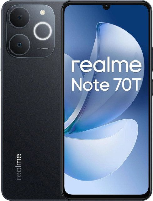 Realme Note 70T Smartphone Obsidian Black mit 4GB RAM und 256GB Speicher, 6,75 Zoll, Android, 4G/LTE - Bild 1