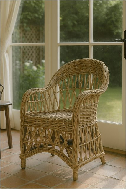 Rattansessel Sylt von Möbel direkt online in Beige mit Armlehnen und moderner Rattanrohr-Flechtung - Bild 1