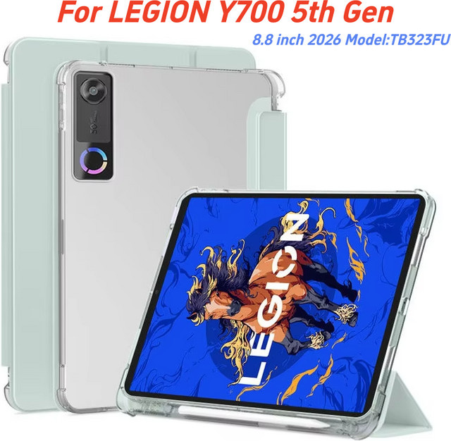 ZNOVAY Magnetische Tablet-Hülle für Lenovo Legion Y700 5. Generation 8,8 Zoll (TB323FU) mit faltbarem Ständer und Stifthalter, Transparent/Blau - Bild 1
