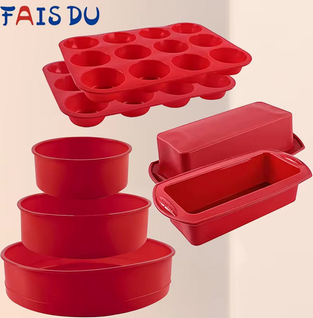 FAIS DU Silikon-Muffin-Backform, rund, rot - Bild 1