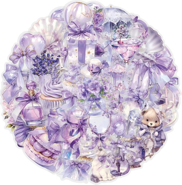 GOGOTU Cartoon Lila PET Klebeaufkleber, 60-teiliges Set, Fantasy - Bild 1