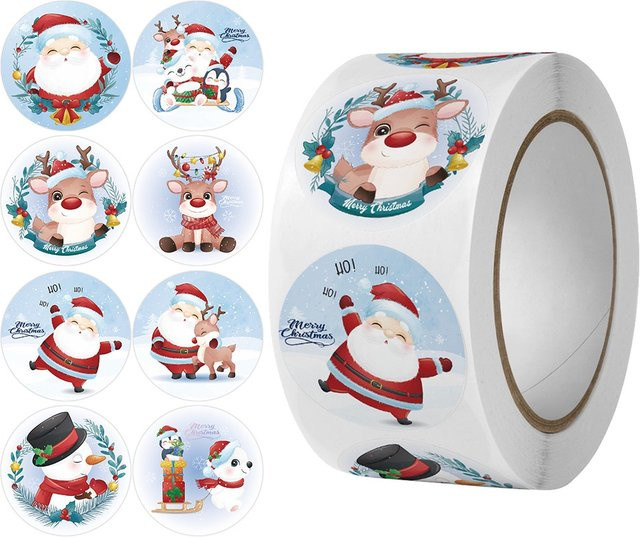 500 Stück Cartoon Weihnachten Geschenk Aufkleber BulingBulingStickers Set in Mehrfarbig - Bild 1