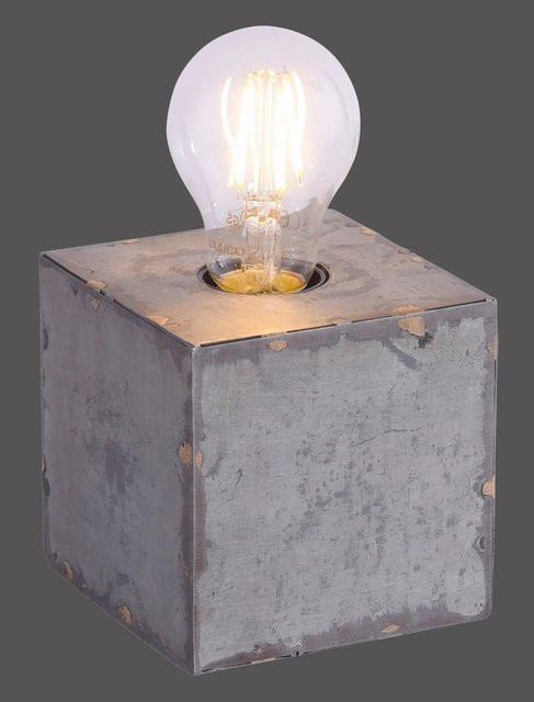 Just Light Tischleuchte Samia 1-flammig aus Eisen in Silber-Optik für Industrial-Look, E27, B/T/H: 10 x 10 x 25 cm - Bild 1