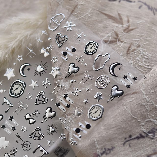 NAILFYOU Nagelkunst-Aufkleber, Silber, Metallic - Bild 1