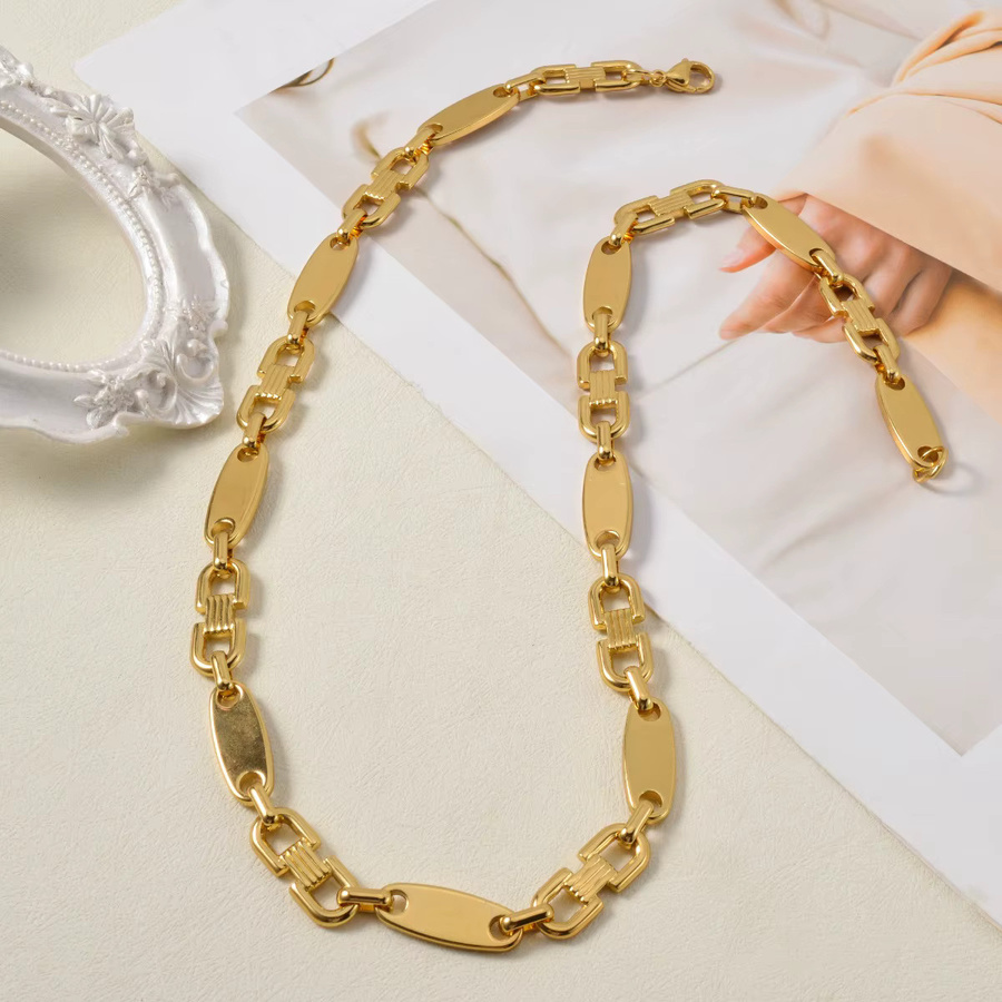 Halskette Gemischte Ovale Gliederkette, Gold, Damen - Bild 2