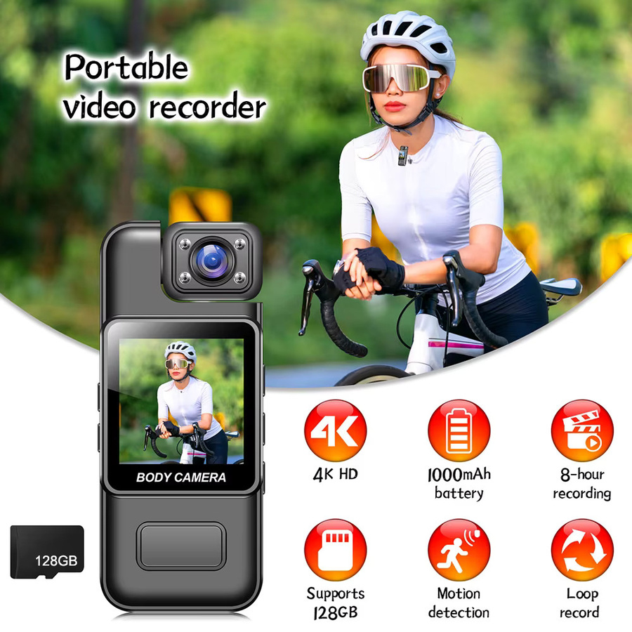 CUGUU Ultra HD 4K Action Kamera mit Wifi und 180 Grad drehbarer Linse, tragbarer Mini Video Rekorder in Schwarz - Bild 2