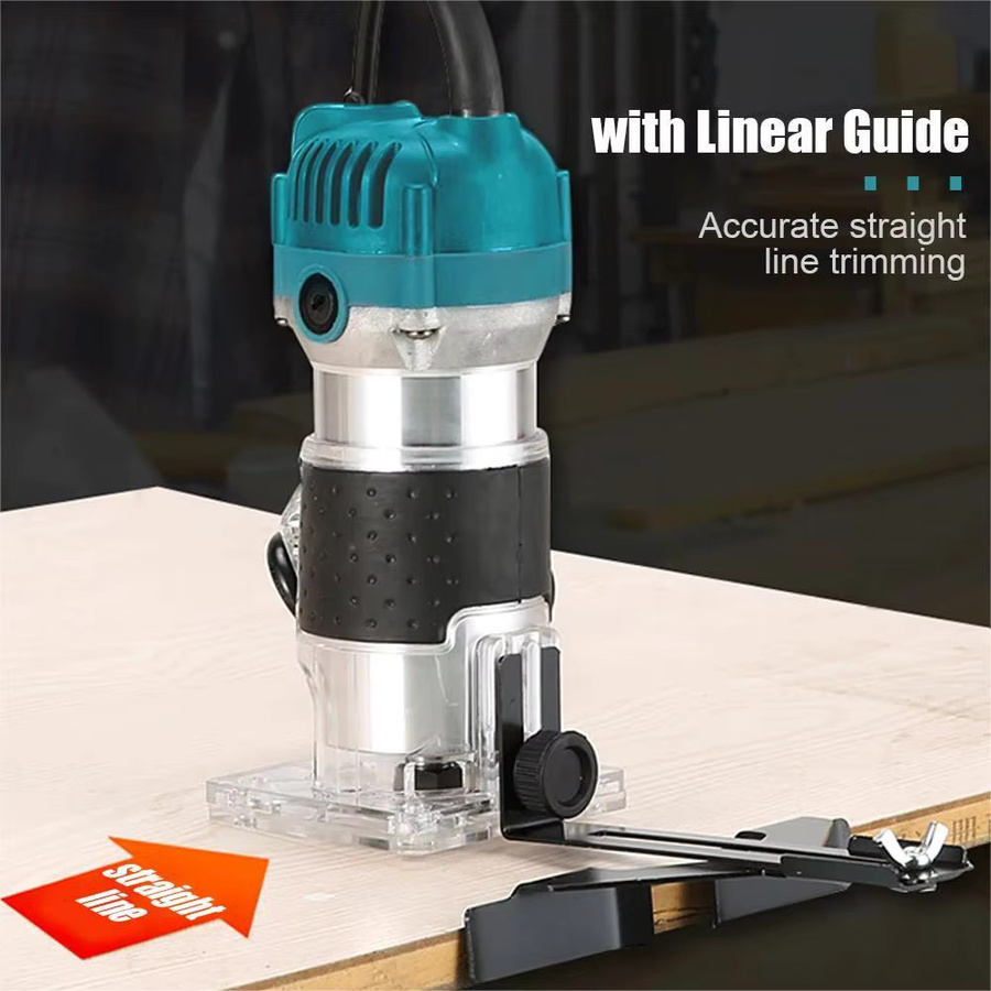 DWiusty Elektrische Oberfräse mit 800W und 30000 RPM, Holzfräse und Trimmer mit 1/4 Zoll Aufnahme für die Holzbearbeitung - Bild 3