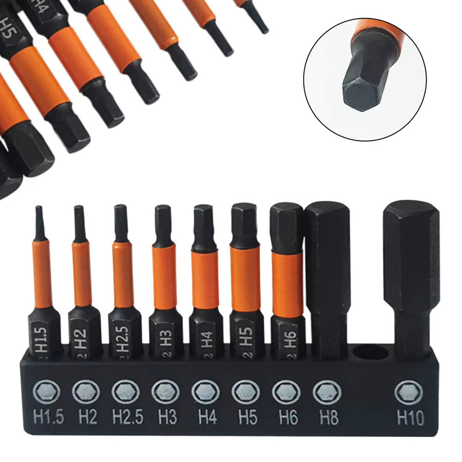 Vibratite 9-teiliges Sechskant Schraubendreher Bit Set in Schwarz mit Schnellwechsel-Funktion und Magnet für Schlagtreiber und Bohrer, Größen: h 1,5, h 2,0, h 2,5, h 3, h 4, h 5, h 6, h 8, h 10 - Bild 5