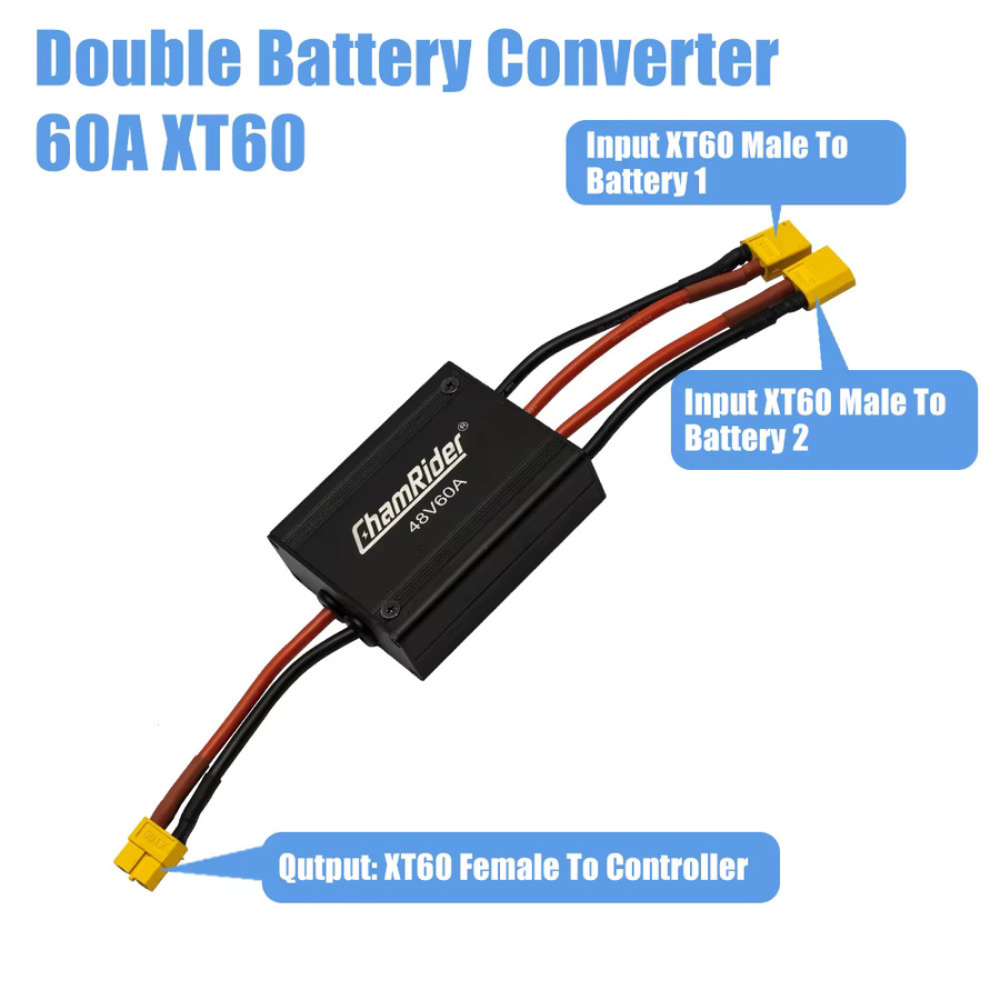 Chamrider Dual-Batterie-Entladekonverter Anschlussadapter Symmetrisches Entlademodul für E-Bike Teile in Schwarz 48 V 40 A 60 A - Bild 5